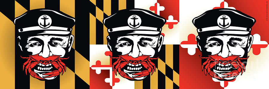 Baltimore Digital Art - Maryland Captain ACrabs, Horizontal by Joe Barsin Baltimore Digital Art - Maryland Captain ACrabs, Horizontal by Joe Barsin