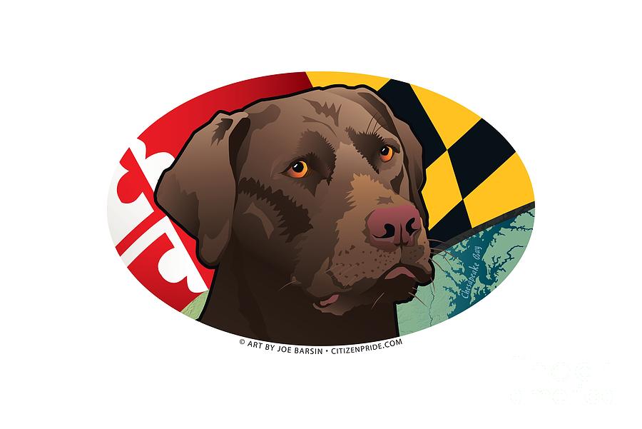Labrador Retriever Digital Art - Maryland Chocolate Lab Oval by Joe Barsin