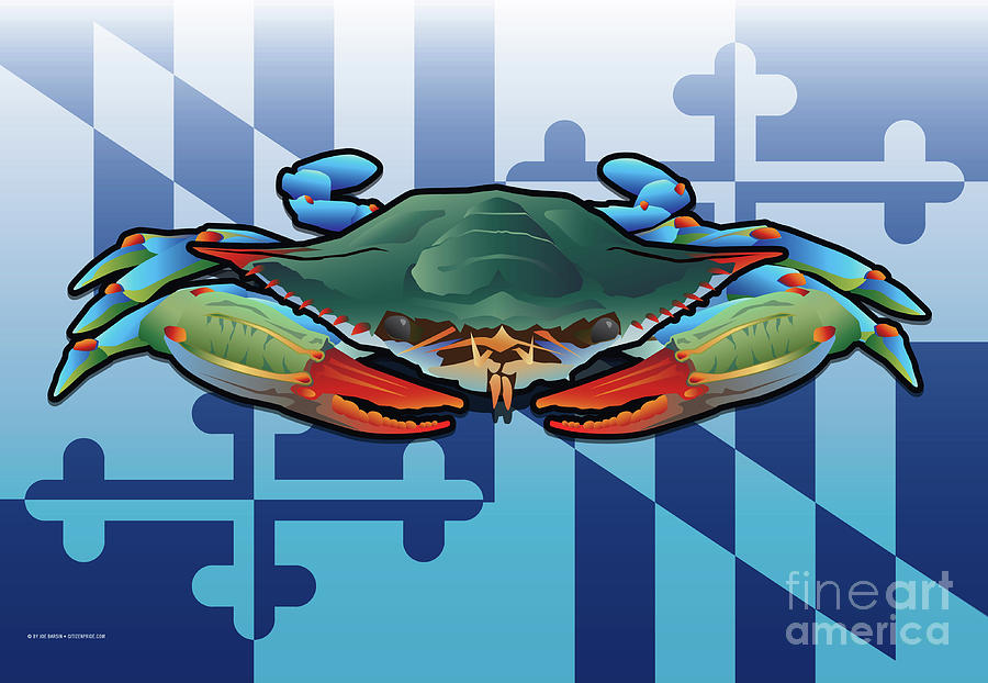 Maryland Flag Blue Crab Digital Art by Joe Barsin
