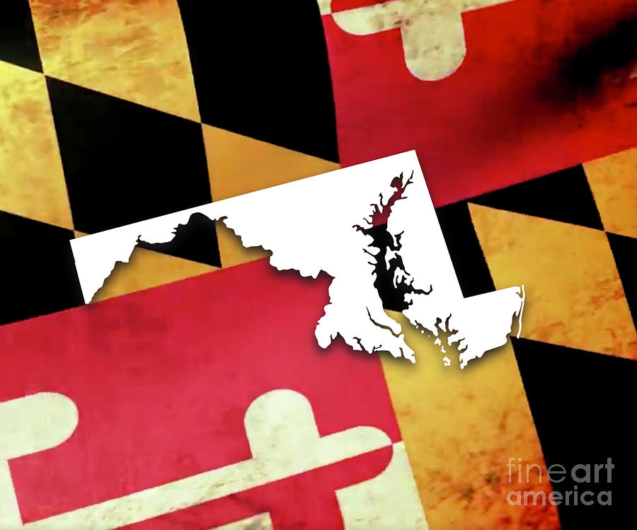 Maryland Flag Map Digital Art by Joe Barsin