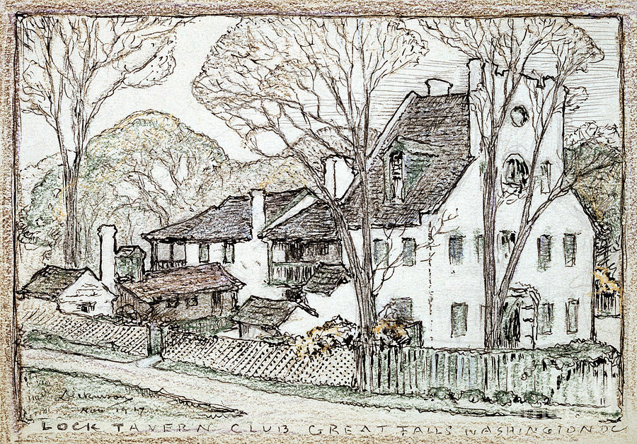 Maryland Tavern, 1919 Drawing by Robert Latou Dickinson