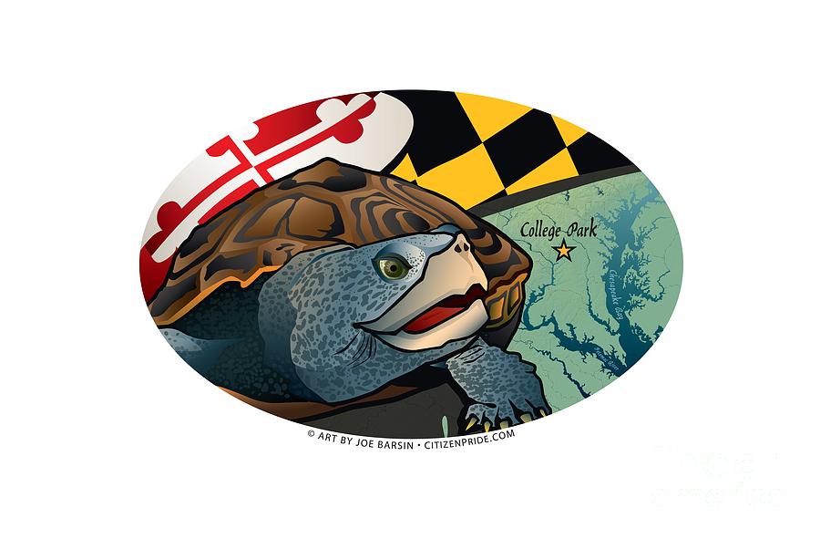 Maryland Terrapin Turtle Oval Digital Art by Joe Barsin