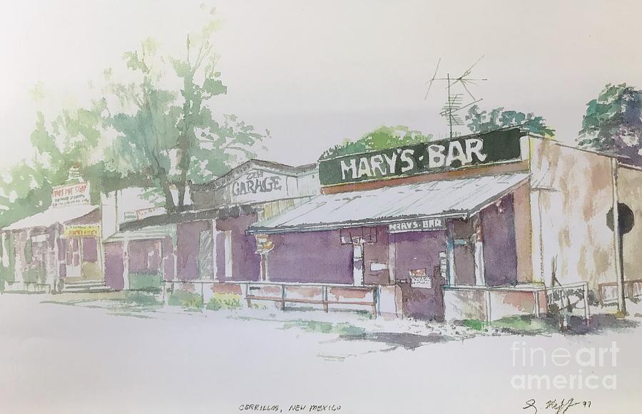 Marys Bar Cerrillos  Painting by Glen Neff