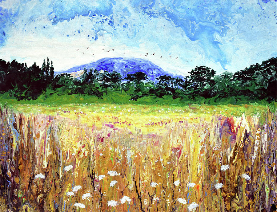 Marys Peak Over a Summer Meadow Painting by Laura Iverson