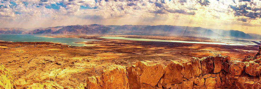 Masada and Dead Sea Panorama Photograph by Mitchell R Grosky