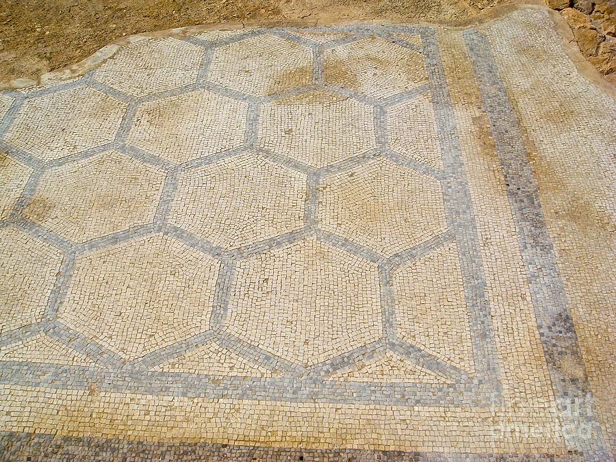 Masada, Israel. 1,000 Year Old Mosaic Tiled Floor. Photograph by Robert ...