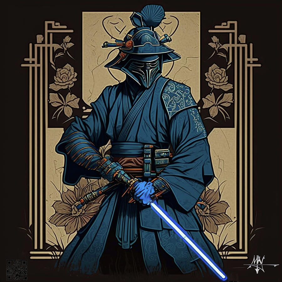 Kendo Digital Art - Masahiro Miyazaki Jedi Master by Robert Fenwick May Jr
