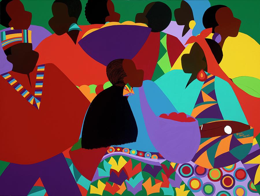 Music Painting - Masekelas Marketplace Congo by Synthia SAINT JAMES