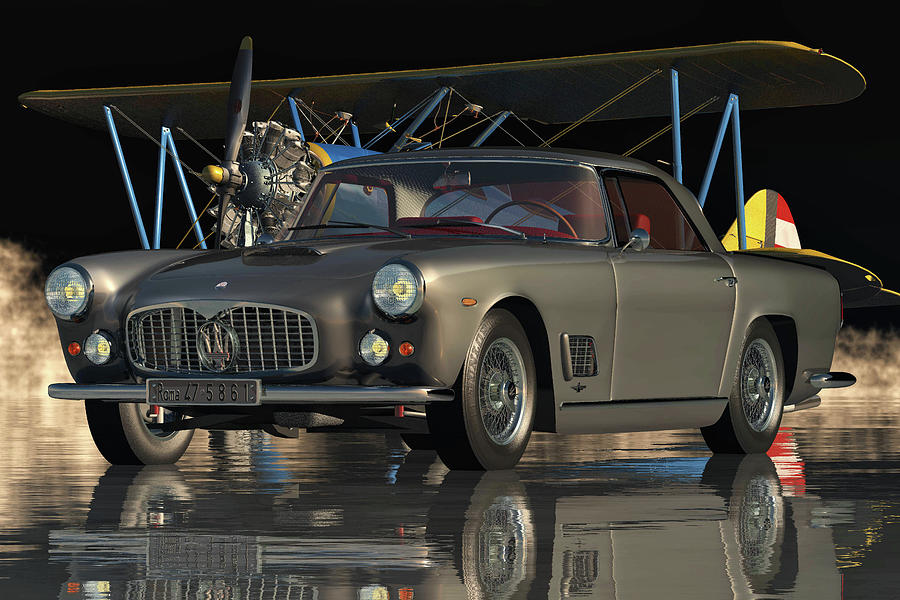 Maserati 3500 GT From 1960 - A True Luxury Sports Car From Italy Digital Art by Jan Keteleer