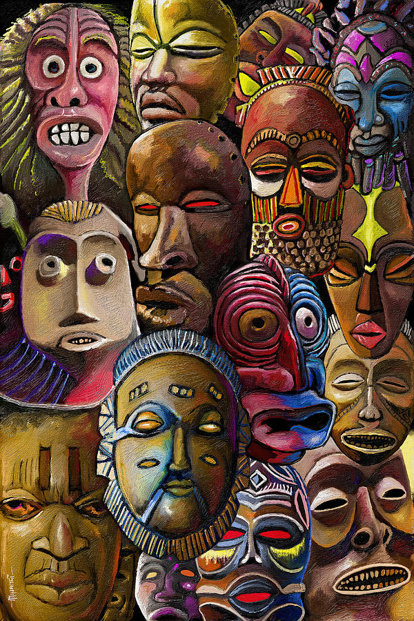 Masked World Painting by Anthony Mwangi