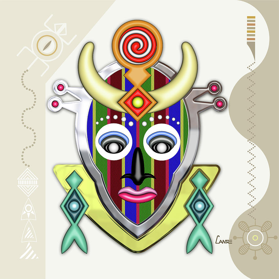 African Mask Digital Art - Maskamorphosis II by Lanre Studio