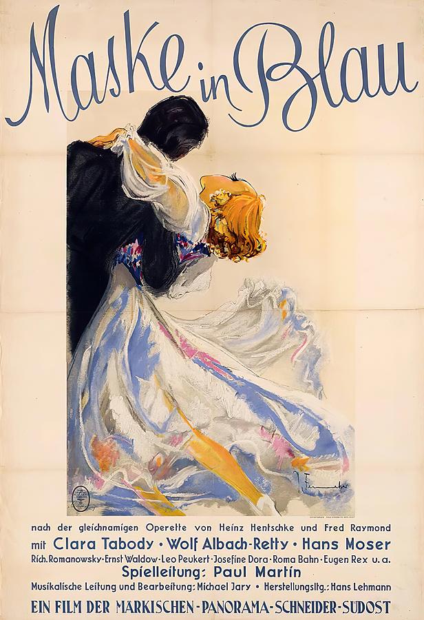 Vintage Mixed Media - Maske in Blau, 1943 - art by Josef Fenneker by Movie World Posters