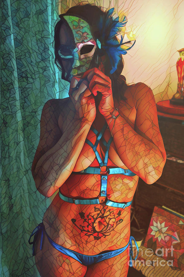 Masked Desire Stained Glass Digital Art by Recreating Creation