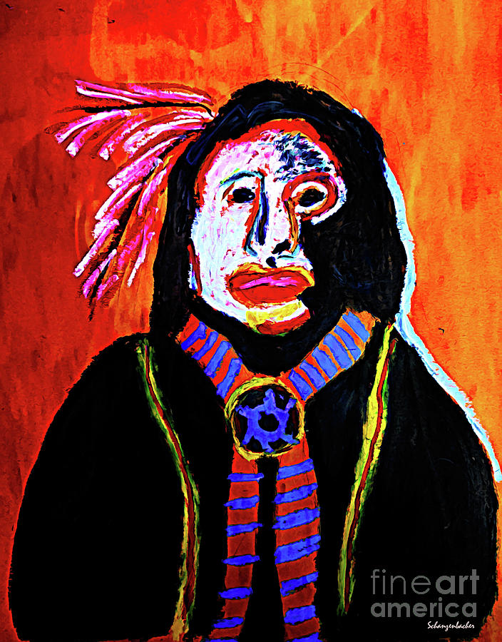 Abstract Painting - Masked Indian by Aurelia Schanzenbacher