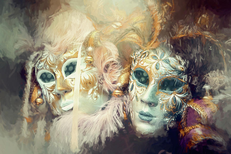 Fantasy Photograph - Masks of Venice Shades of Gold  by Carol Japp