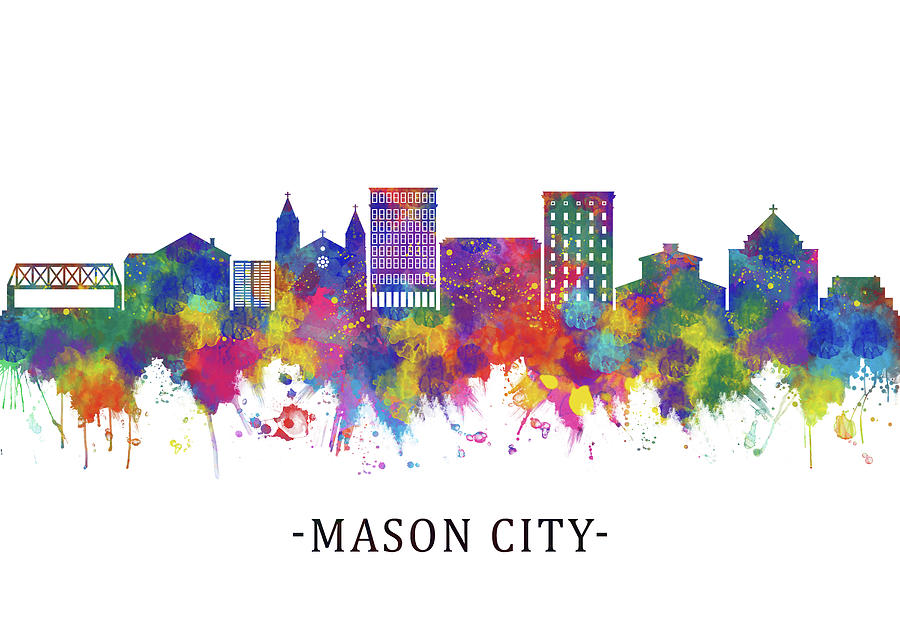 Mason City Iowa Skyline Mixed Media by NextWay Art - Fine Art America