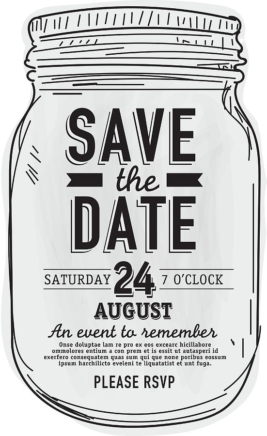 Mason Jar Save the date invitation design template Drawing by JDawnInk