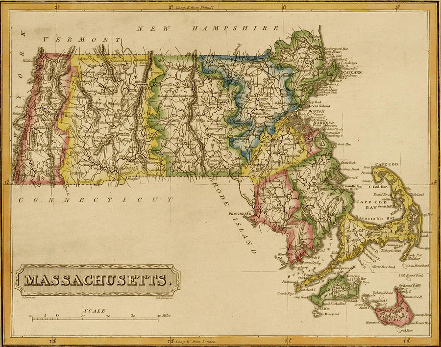 Massachusetts 1817 Drawing By Vintage Maps Fine Art America