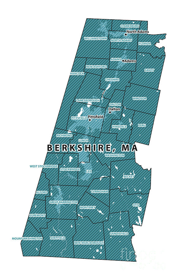 Massachusetts Berkshire County Vector Map Digital Art by Frank Ramspott