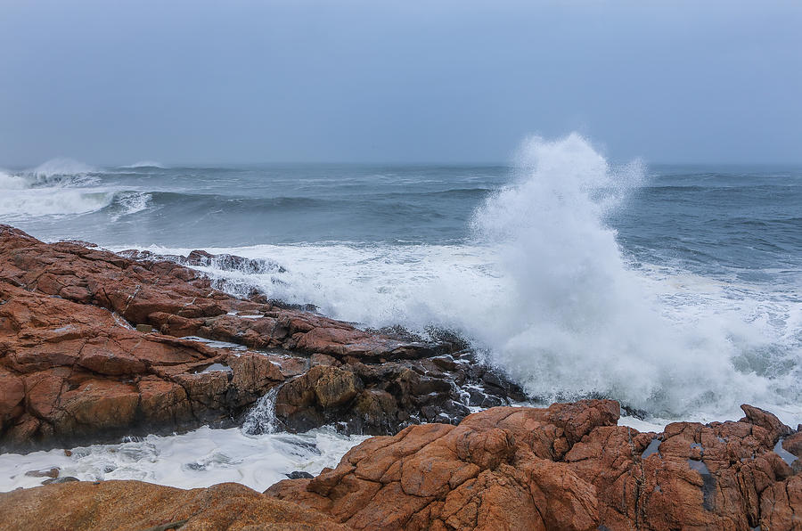 Massachusetts Cape Ann Winter Storm Splash Photograph by Juergen Roth