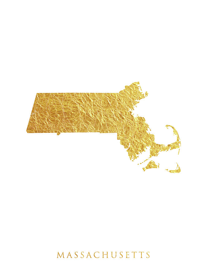 Massachusetts Gold Map #61 Digital Art by Michael Tompsett