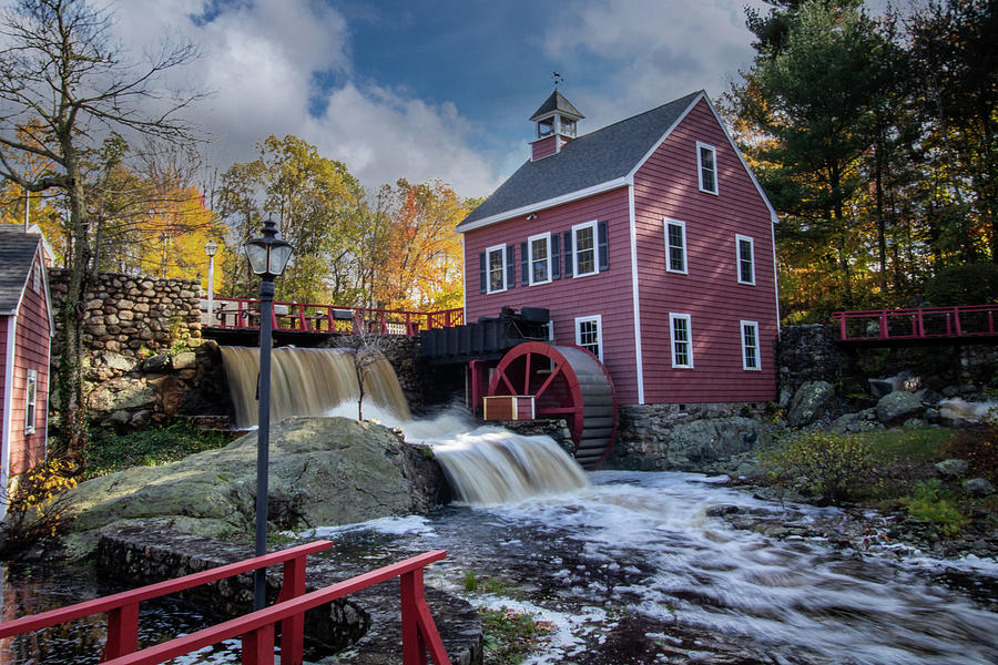 Massachusetts Grist Mill in Autumn Photograph by Jeff Folger