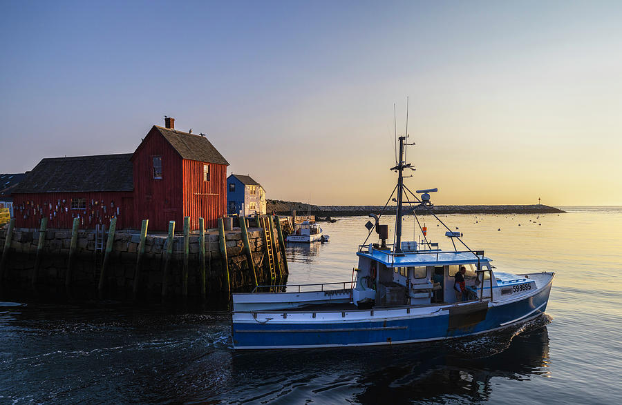 Massachusetts Harborscape of fishing boat and Motif Number One Photograph by Juergen Roth