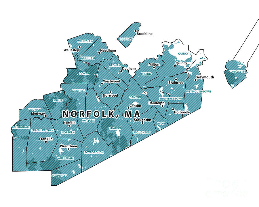 Massachusetts Norfolk County Vector Map Frank Ramspott 