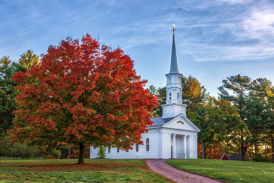 Massachusetts Peak Fall Foliage Colors at the Martha Mary Chapel Photograph by Juergen Roth