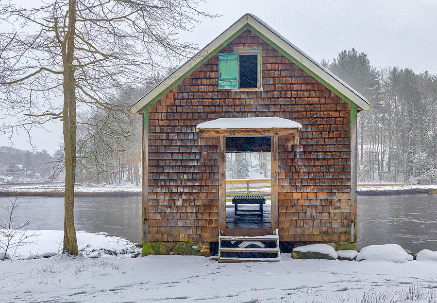 Massachusetts South Shore Winter Scenery of the Nowell Norris Reservation Boathouse Photograph by Juergen Roth