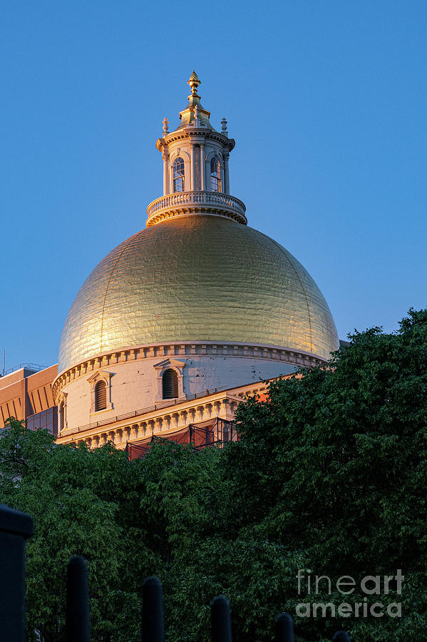 Massachusetts State House Dome as Dusk Photograph by Bob Phillips