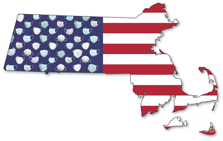 Massachusetts State Map Digital Art