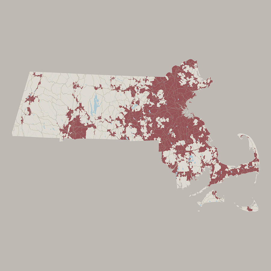 Massachusetts US State Road Map Drawing by FrankRamspott