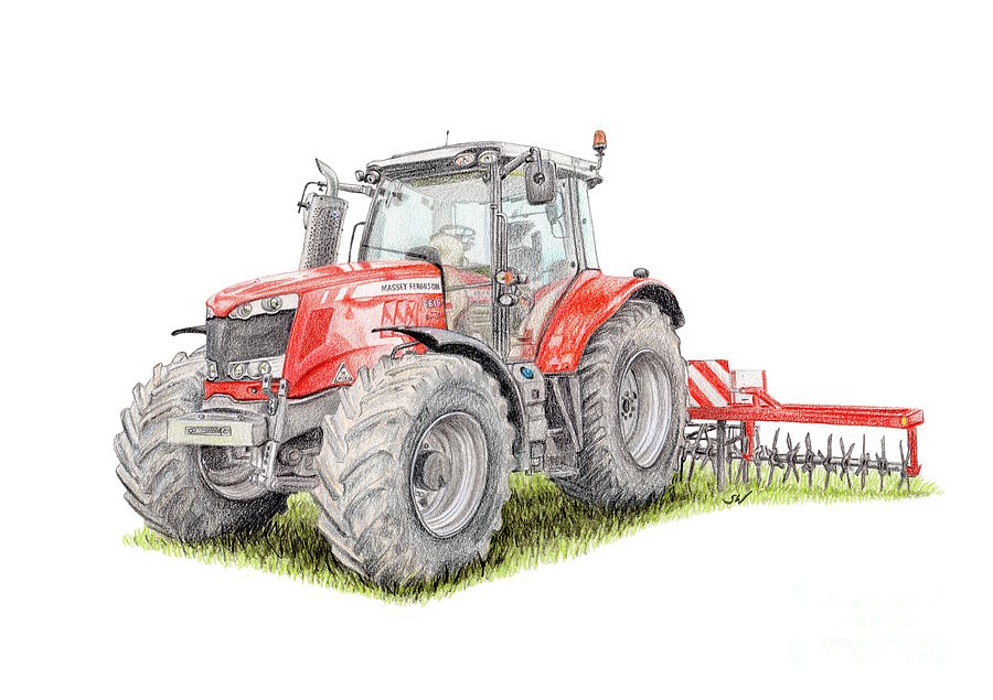 Massey Ferguson Tractor Drawing By Sandra Warmerdam Fine Art America