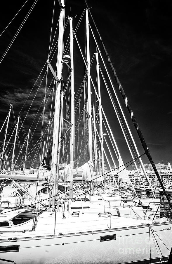 Mast Angles Infrared in Marseille Photograph by John Rizzuto