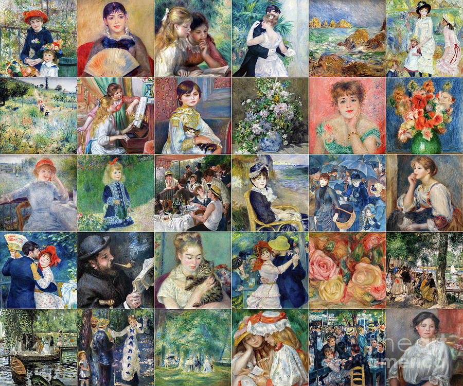 Masterpieces 5x6 Grid Collage Painting by Pierre Auguste Renoir Pixels Masterpieces 5x6 Grid Collage Painting by Pierre Auguste Renoir Pixels