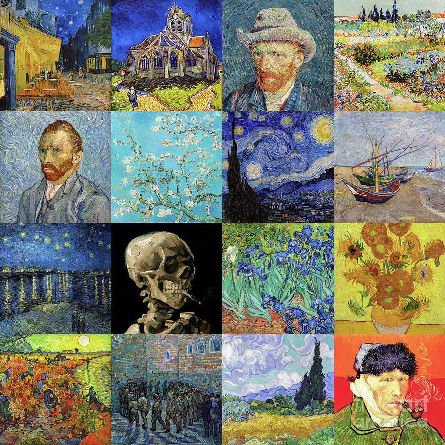 Masterpieces Patchwork, 4x4 Grid - Van Gogh Painting by Vincent van ...