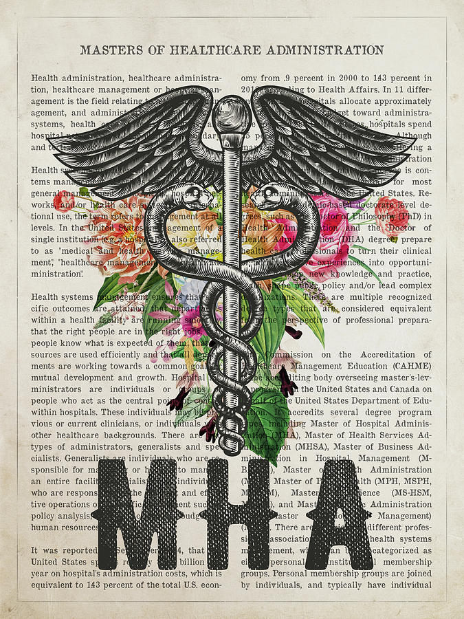 Masters Of Health Administration Gift, Mha With Flowers Print, H Digital Art