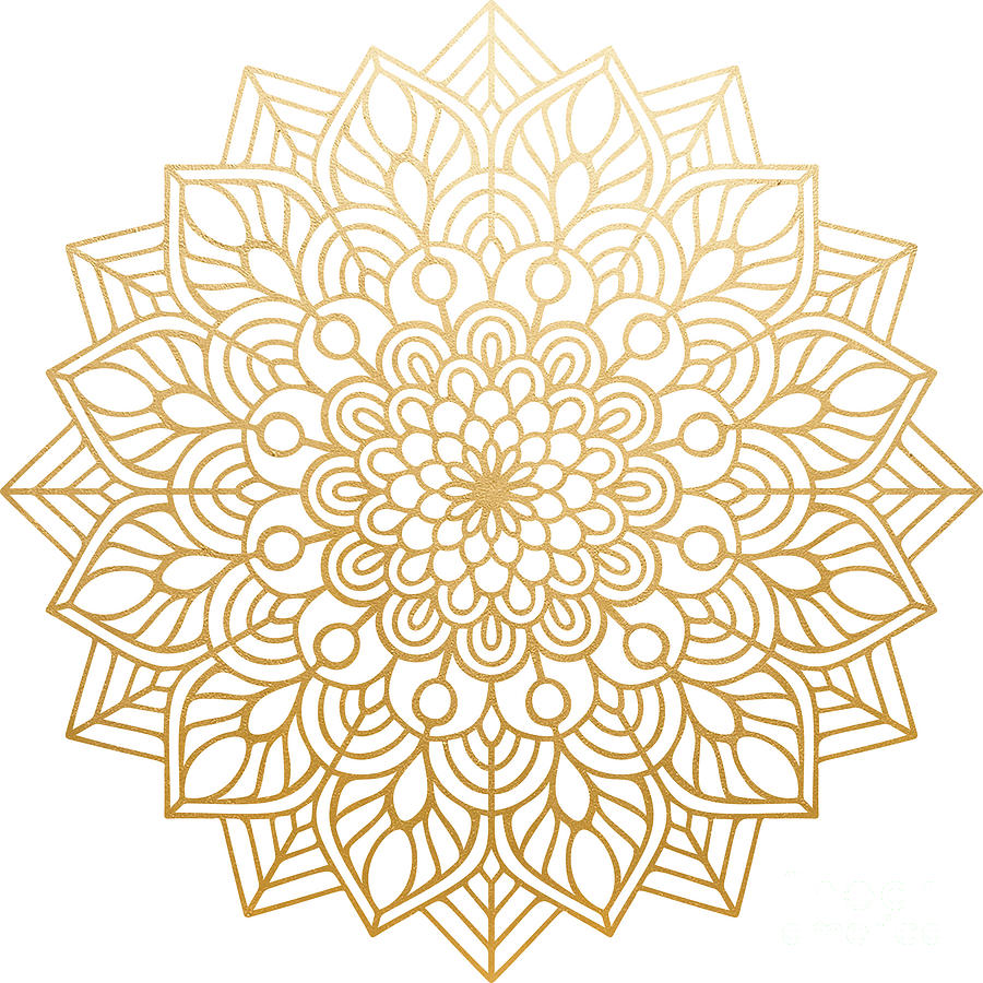 Mastvika - Artistic Golden Mandala Pattern Digital Art by Sambel Pedes