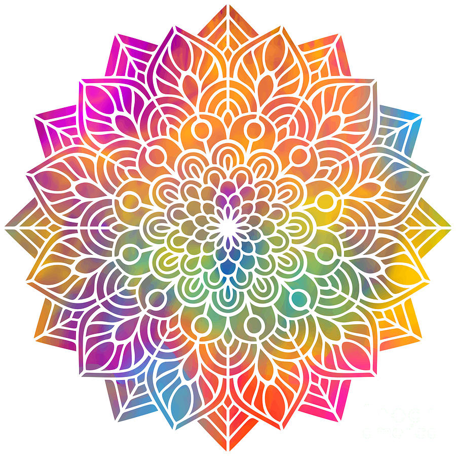 Matakumama - Colorful Vibrant Rainbow Mandala Pattern Digital Art by Sambel Pedes