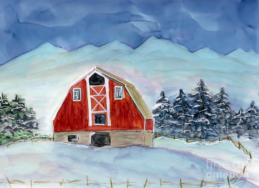 Matanuska Barn in Winter Painting by Julie Greene-Graham