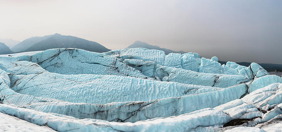 Matanuska Glacier in foggy day - 2 Panorama Photograph by Alex Mironyuk