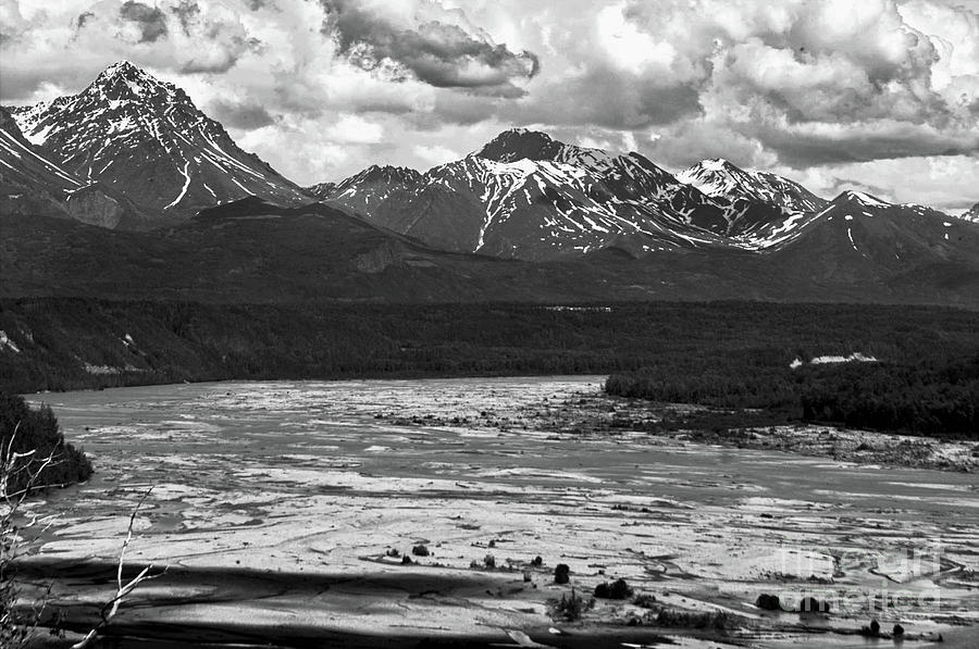 Matanuska River and Mountains Photograph by Kimberly Blom-Roemer