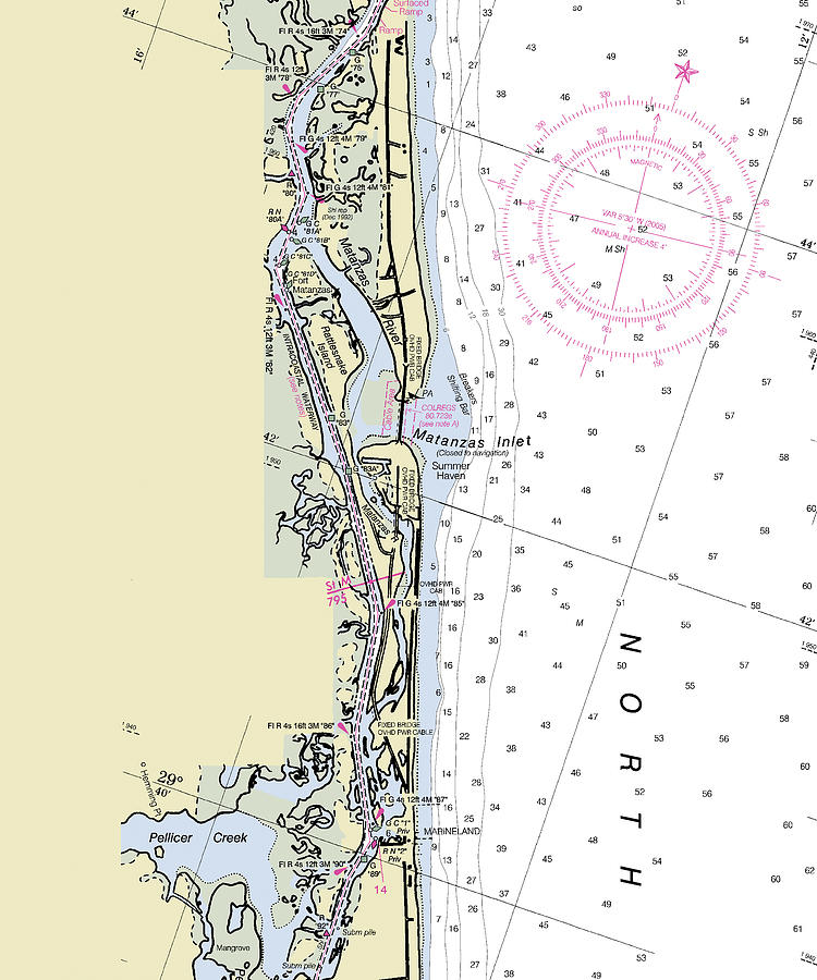 Matanzas Inlet Florida Nautical Chart Digital Art by Bret Johnstad Pixels