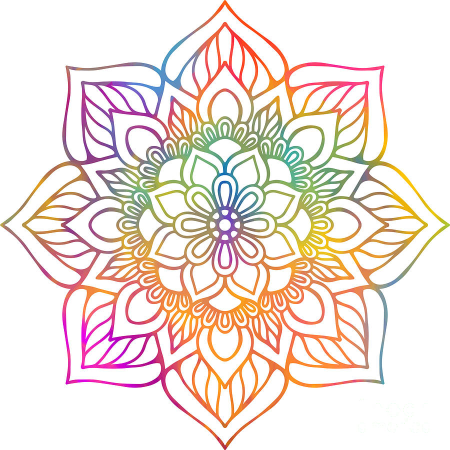 Matasan - Colorful Vibrant Rainbow Mandala Pattern Digital Art by Sambel Pedes
