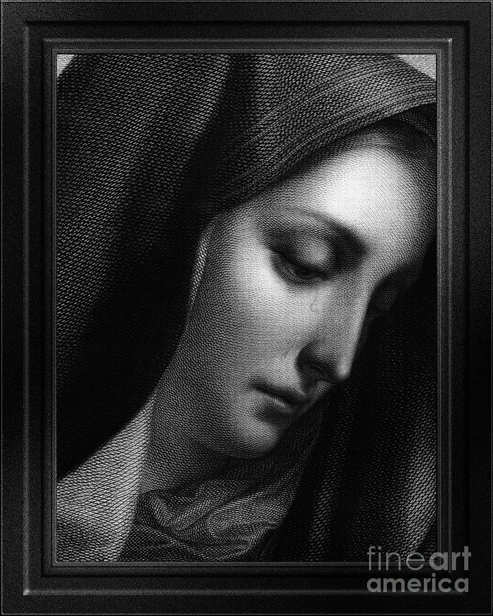 Mater Dolorosa Engraving After A Painting by Carlo Dolci Classical Art Portrait Reproduction Painting by Xzendor7