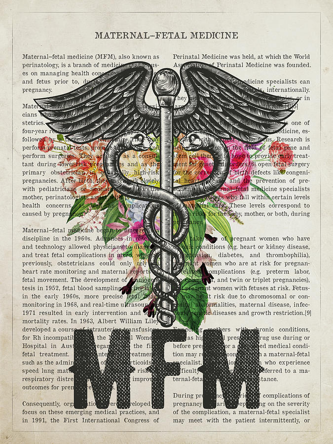 Maternal Fetal Medicine Gift, Mfm With Flowers Print, Obstetrici Digital Art