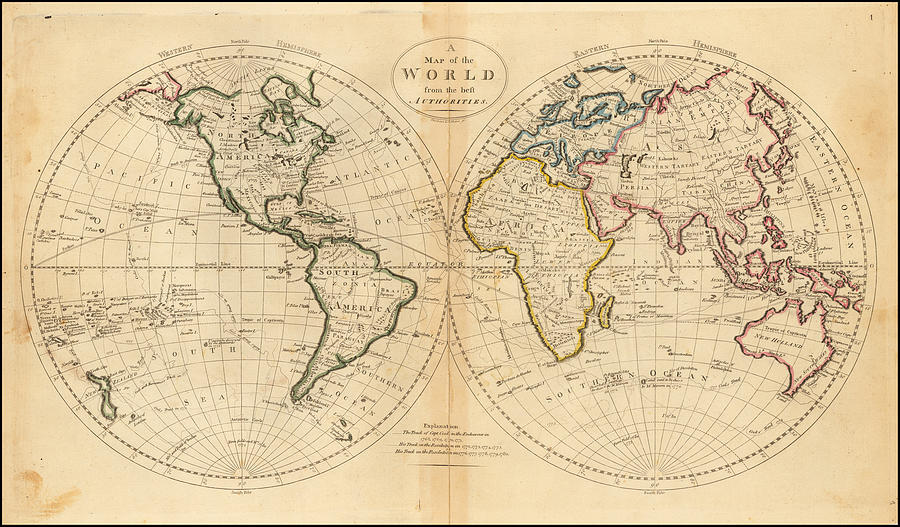 Mathew Carey Title A Map of the World from the best Authorities 1814 ...