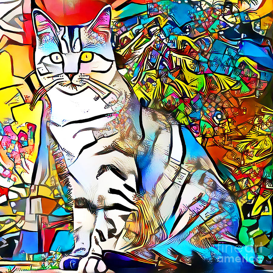 Matisse The Modern Art Cat in Contemporary Vibrant Colors 20201001 v4 square Photograph by Wingsdomain Art and Photography