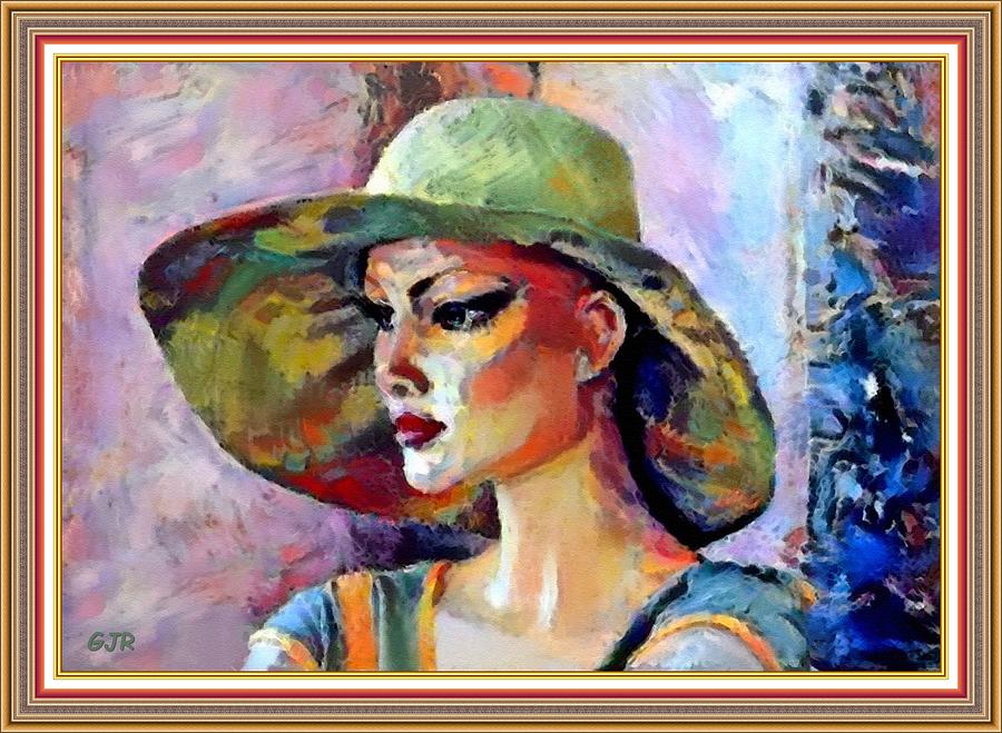Matissecalia - Woman With Hat Catus 1 No. 5 L A S - With Printed Frame. Digital Art